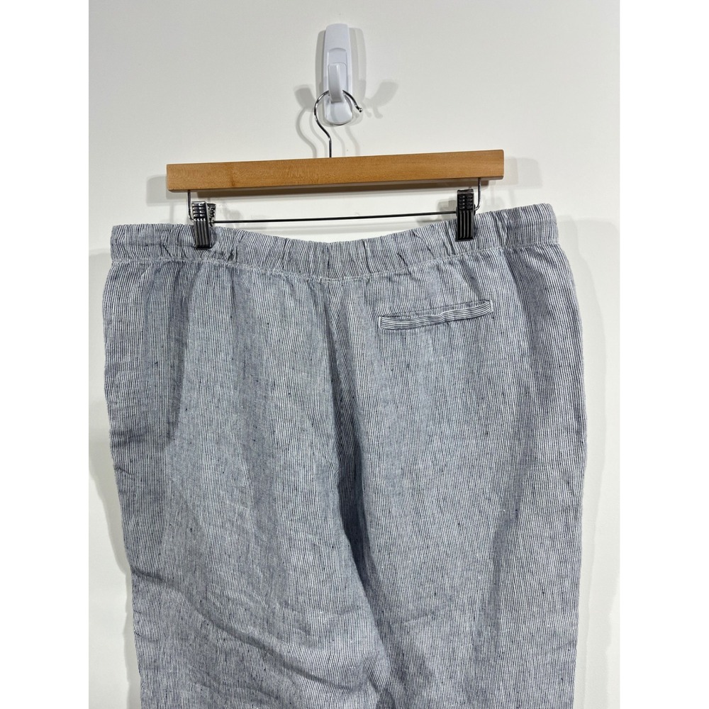 J Jill Love Linen Stripe Drawstring Pull On Pants Womens XL Coastal Resort Boho - Picture 5 of 12